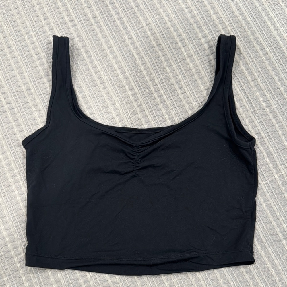 Alphalete Black Fitted Ruched Cropped Tank Top